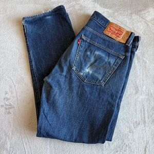 Levis 501 Original Straight Fit Mens Denim Jeans Sz 33x30 Meas 33x29 Blue Faded